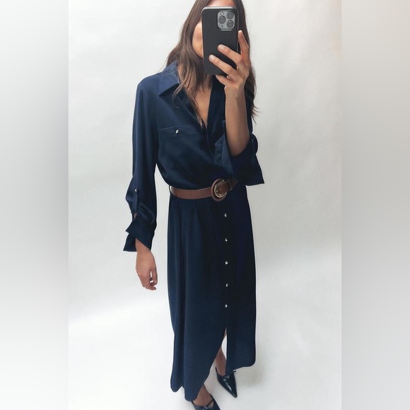 NWT ZARA BELTED SHIRTDRESS - Picture 2 of 6